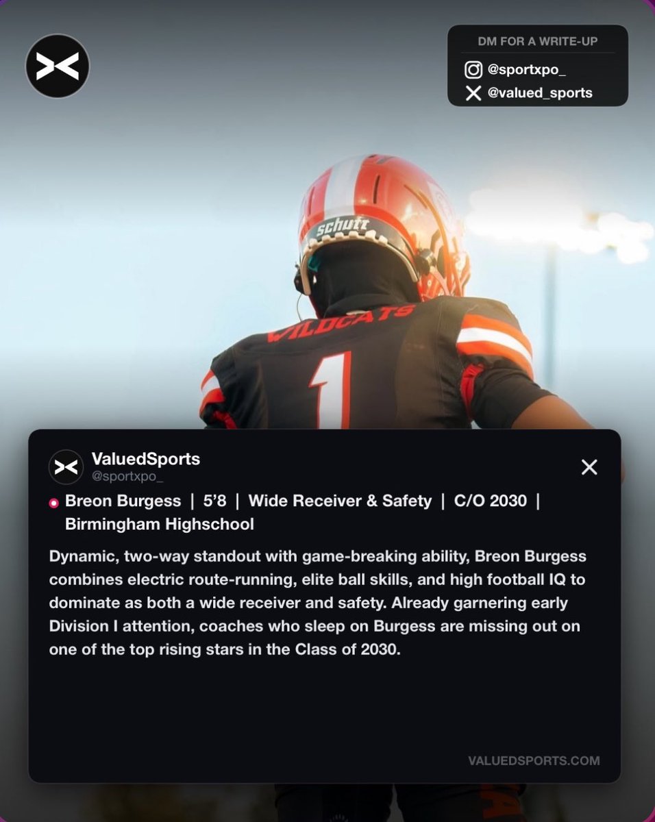 Boogieed1_'s tweet photo. I’m grateful for all the coaches, teammates, and family members who continue to support my journey. This recognition is just another reminder that hard work pays off, but I’m nowhere near finished. #BreonBurgess #ClassOf2030 #4StarAthlete #WR #DB #FootballRecruiting #StudentAthlete #GrindDontStop #FutureIsBright #NationalChampion #NextUp