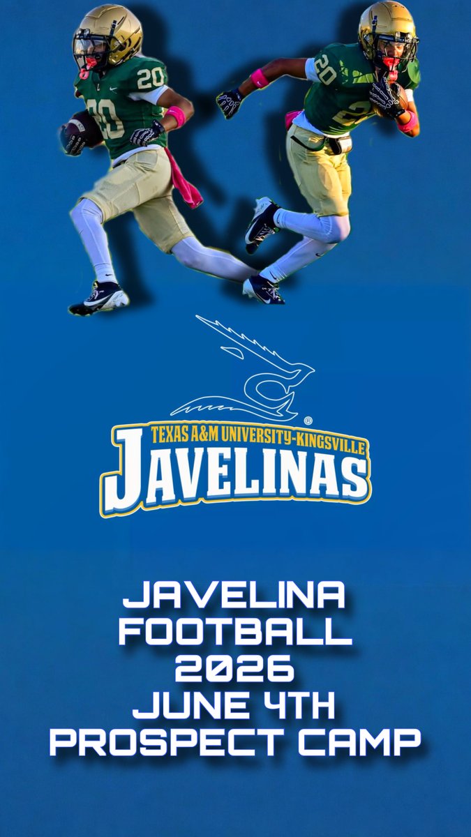 bentgg_2's tweet photo. Camp tomorrow! Ready to compete at the Texas A&amp;M Kingsville Prospect Camp. Looking forward to working with the staff and showcasing my skills.🐗
Class of 2029 | WR  
Lyford High School https://t.co/4NgHPY6mPP
@JavelinaFB
#JavelinaNation #GoJavelinas https://t.co/u0jP0I8xWj