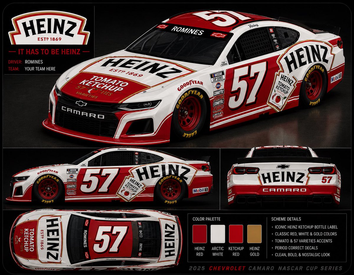 EricR157's tweet photo. Two things I love the most @MountainDew and @HeinzTweets ketchup..  Grandfather and Dads numbers were 57 on their race cars. I may have to make one of these my @iRacing scheme. https://t.co/F2cf6xgBaN