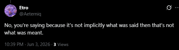 SabrPath's tweet photo. @Aeterniq @MikeyNohMore You now agree with what I said. You were implying, and we weren't discussing semantics. Was it that hard to admit you were wrong? https://t.co/gR9CEcTViP