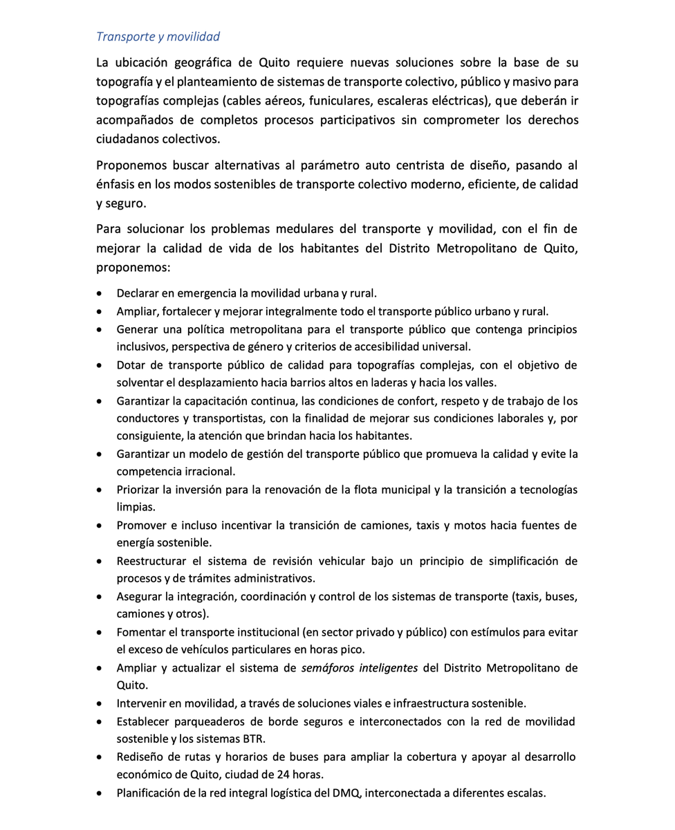 NoNegligencia's tweet photo. Página 59, capítulo ‘Transporte y movilidad’ del ‘Plan de Gobierno’ del candidato Pabel Muñoz López, diciembre del 2022: https://t.co/BYjeWaVJGV