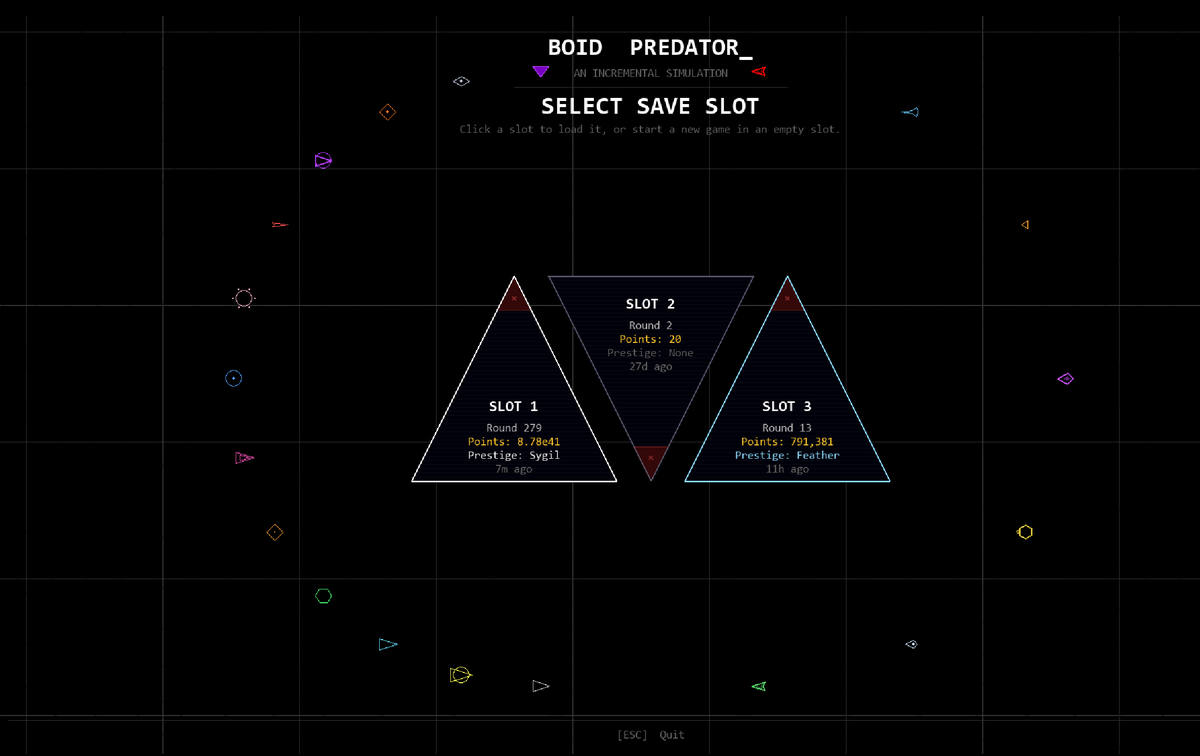 BoidPredator's tweet photo. What do you think  of the main screen? Any sugggestions?

Demo out now (minus the in progress main screen):  https://t.co/1BGi5quWuj

#indiedev #idlegame #incremental #steamdev #boids #boidpredator https://t.co/syaqiGyqUO