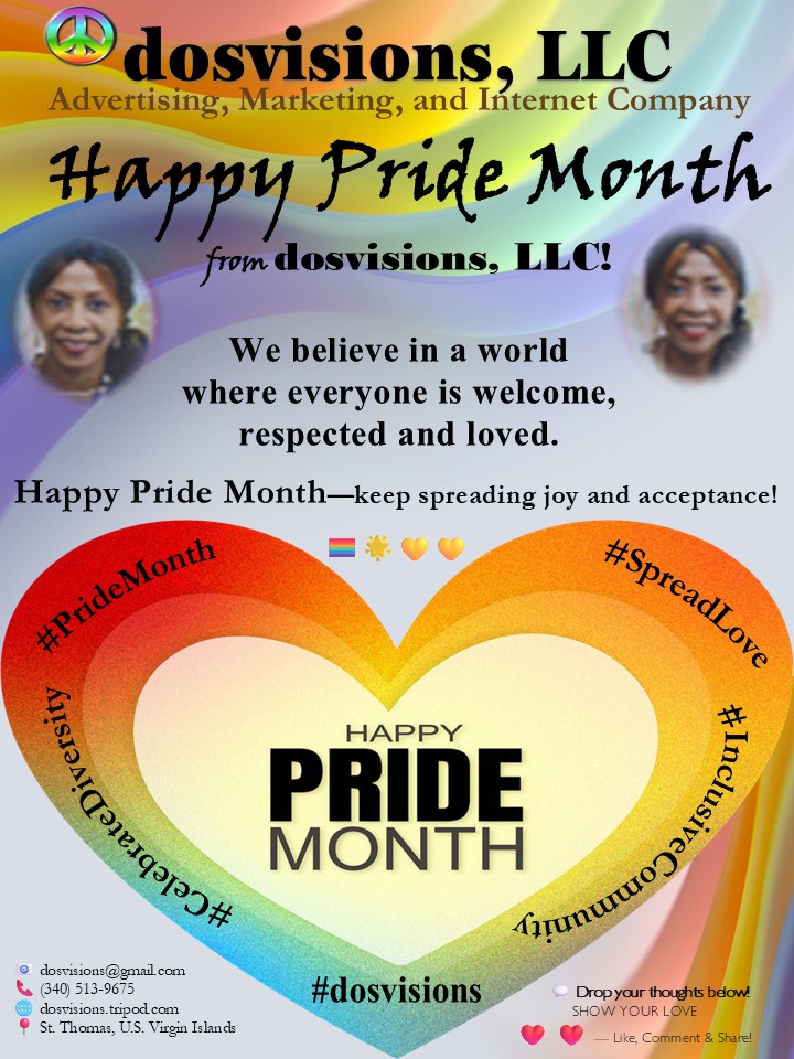 dosvisions's tweet photo. At dosvisions, LLC, we believe in a world where everyone is welcome, respected, and loved. Happy Pride Month—keep spreading joy and acceptance! 🏳️‍🌈🌟💛💛 #InclusiveCommunity #SpreadLove #PrideMonth #CelebrateDiversity #dosvisions https://t.co/vYxB85Hwxu