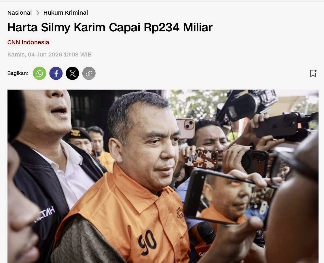 Hilmi28's tweet photo. Inilah bukti tdk ada hubungan antara pejabat kaya/miskin dgn korupsi. Sekaya apapun, atau gaji sebesar apapun, jika kesempatan itu ada, maka korupsi jalan terus. Kalau mau Indonesia maju sederhana saja "TEGAKKAN HUKUM SEADIL2NYA". Ganti semua pejabat dan aparat kotor, insya Allah negeri ini akan bangkit kembali.