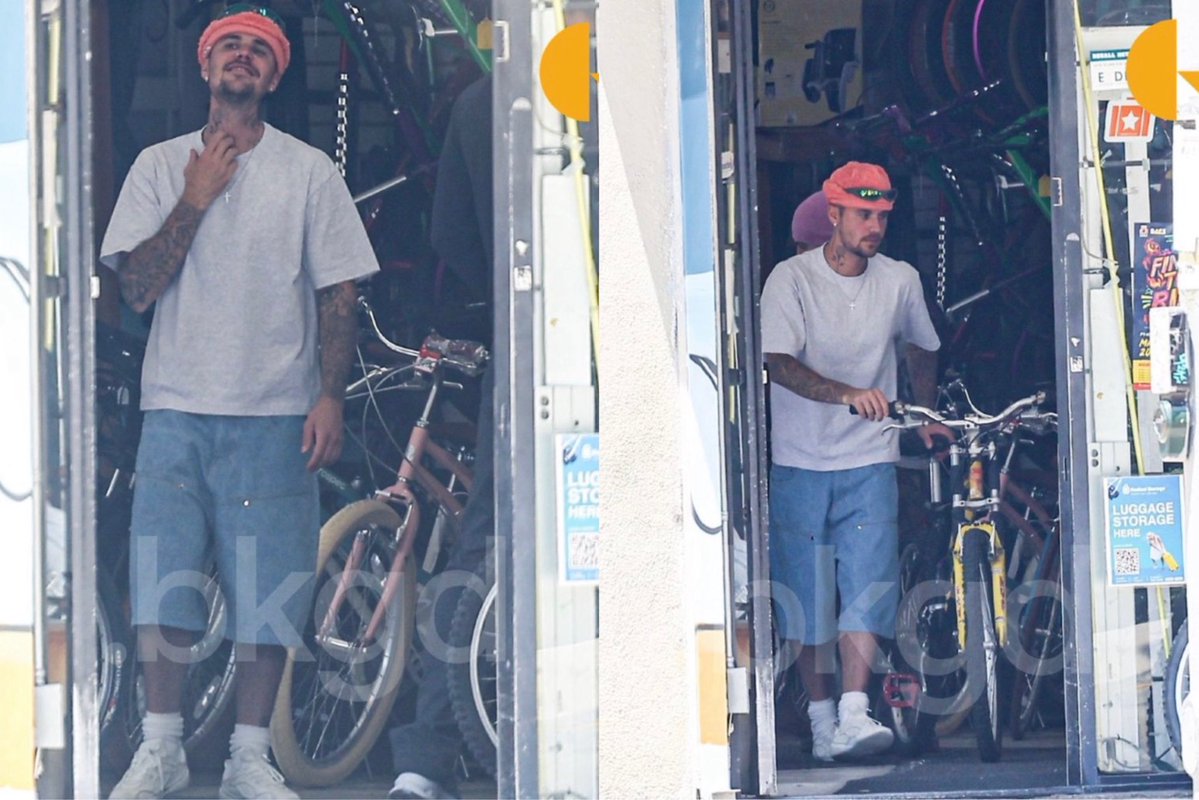offmybieber's tweet photo. justin buying bikes with eddie and just riding around is so cute 🥹😭 https://t.co/Fy5bgsPQEh