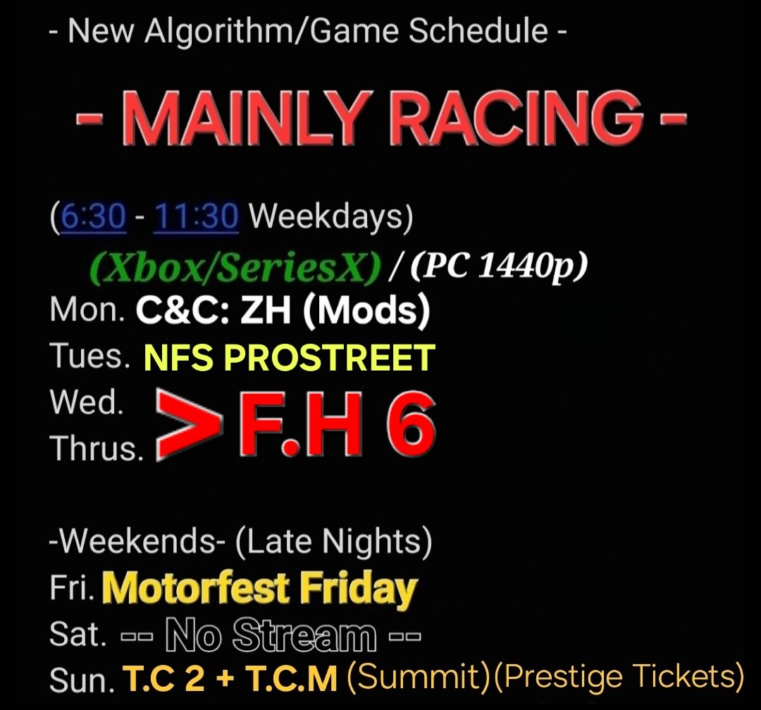 Shadow7203's tweet photo. The Division 2 is no longer in my schedule. From now on, i will have an extra day to play Forza Horizon 6. 

See you on every Wednesday &amp; Thursday! 🫡🏎 https://t.co/enBEO1QMzz