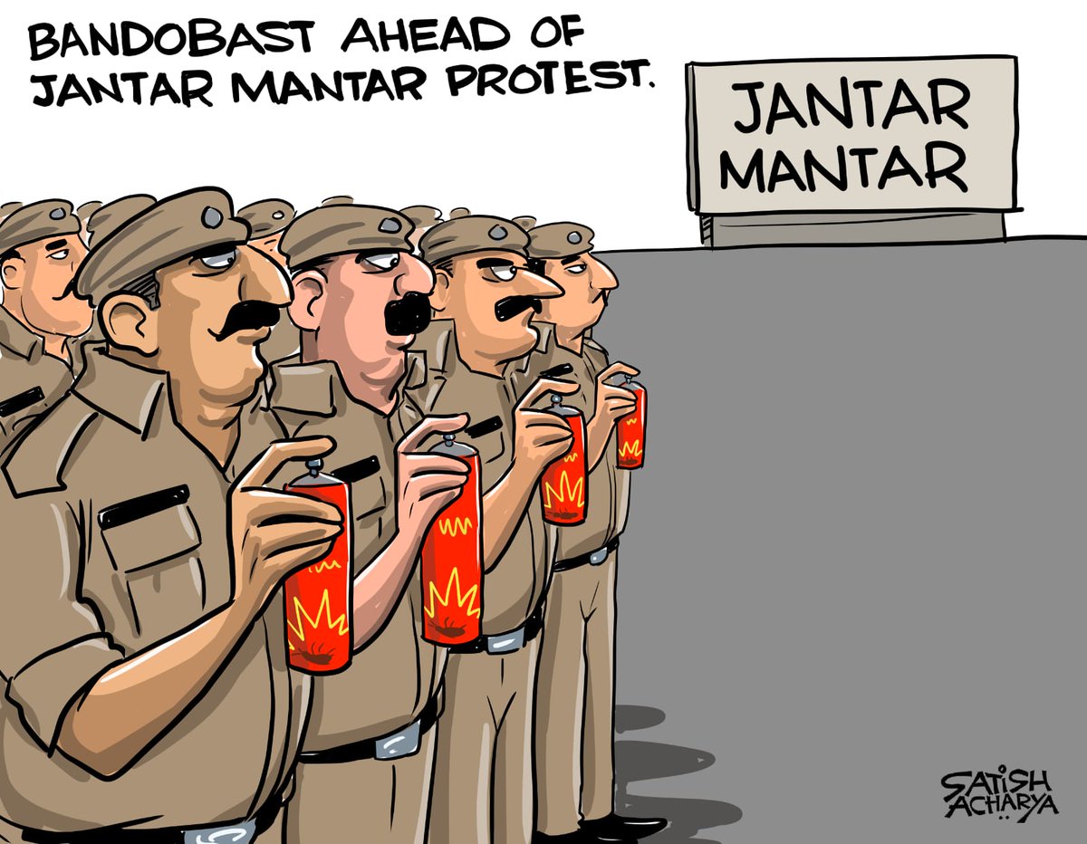satishacharya's tweet photo. Security ahead of CJP's Jantar Mantar protest. #CockroachJanataParty https://t.co/6uKysb91vw