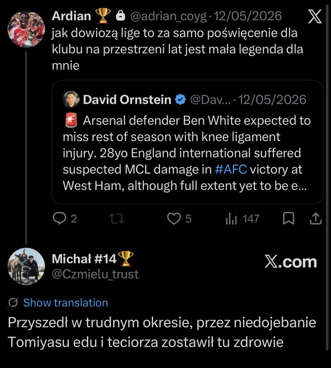 SebekX14's tweet photo. @Czmielu_trust A za 2 lata pechowo zarówno Calafiori i Hincapie po karierze, ale wiadomo, że zdrowie nie jest ważne. 

Dziwie się wam, że nie macie PTSD po tym jak wygląda teraz Saka, White, Ode czy Havertz https://t.co/3mZaTL071N