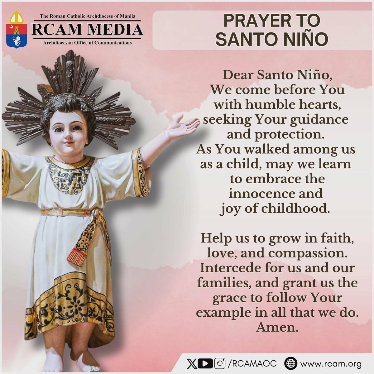 rcamaoc's tweet photo. Prayer to Santo Nino….
#RCAMMedia
#RCAMAOC
#ArchdioceseofManila
#WeAreManila
#SantoNino https://t.co/D8EkuV7vgL