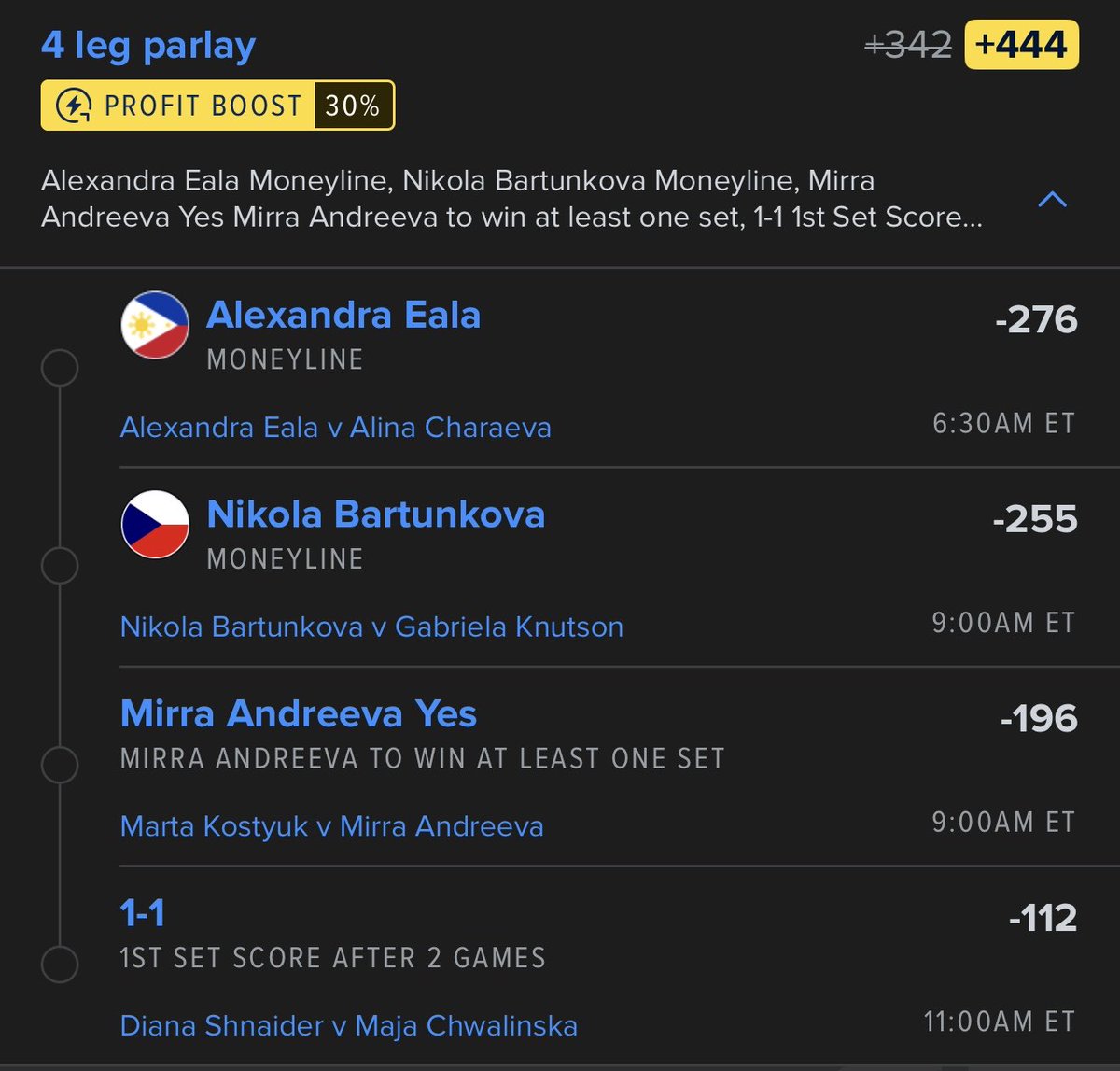 SGP_Vick's tweet photo. TENNIS PARLAY

GOOD LUCK X 🤝

https://t.co/nqHNI2MPpx https://t.co/xp6sXFlXnQ