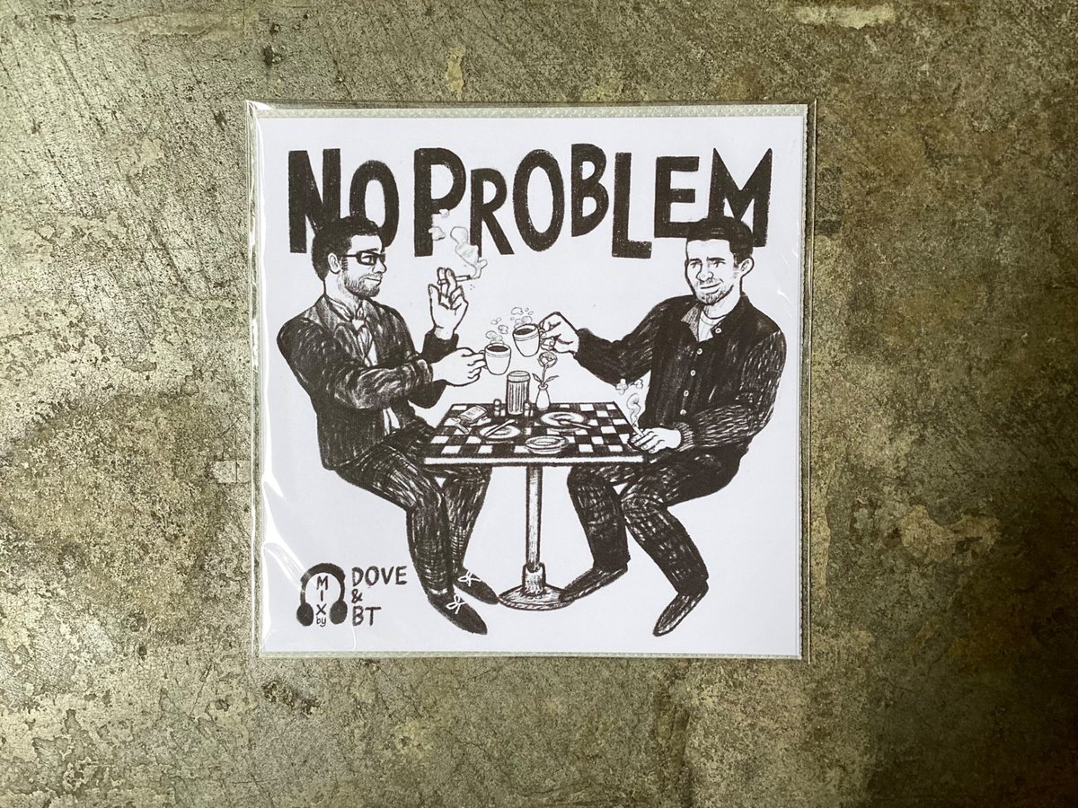 mojohey's tweet photo. Dove&amp;BT『NO PROBLEM』(CDR) 。「タイトルと直感だけで、まだ知らない音へ。聴かずに針を落とし、交互に繋ぐ。偶然と直感で紡いだミックス」。友人が残したレコード箱にあった盤をタイトルとジャケットだけで直感で選び、交互にかける。優しさと遊び心が混ざったミックス(レゲエ、スカ、ソウルなど)。 https://t.co/Oefa6xUmkZ