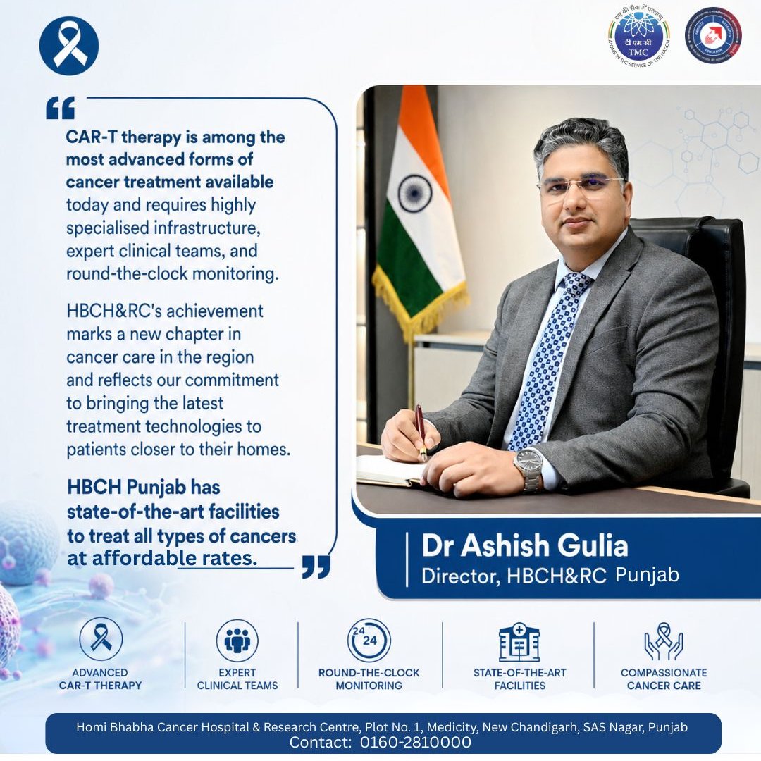 HBCHRC_Punjab's tweet photo. Historic milestone in #cancer care: HBCH&amp;RC has achieved a landmark milestone in Pediatric Oncology by successfully treating a 15 year old #leukaemia patient with advanced CAR-T cell therapy, says (@docgulia) https://t.co/5iCqdm5nGV
