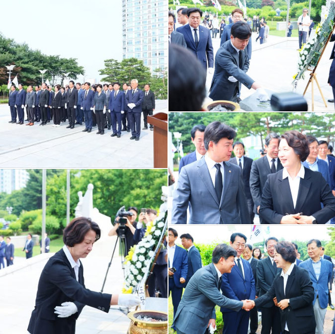 ptubuntu21's tweet photo. <추미애 당선인과 수원 현충탑 참배>

오늘 아침 헌정 사상 첫 여성 광역단체장이 되신
추미애 경기도지사 당선인과 함께
수원 현충탑을 참배했습니다.

경기도지사로 당선 되신 모습을 보니 
지난 선거 운동 기간 후보 대변인으로서
경기도 곳곳을 쉴틈 없이 함께 뛰어다녔던 기억이 떠올랐습니다.

이제 새로운 시작입니다.

일 잘하는 이재명 대통령과 함께,
든든한 추미애 경기도지사와 함께,
경기도 민생•경제를 살리고 경기도의 새로운 미래를 열어나가겠습니다.

#평택시병 #김현정 #추미애 #경기도지사 #당당한_경기 #든든한_추미애