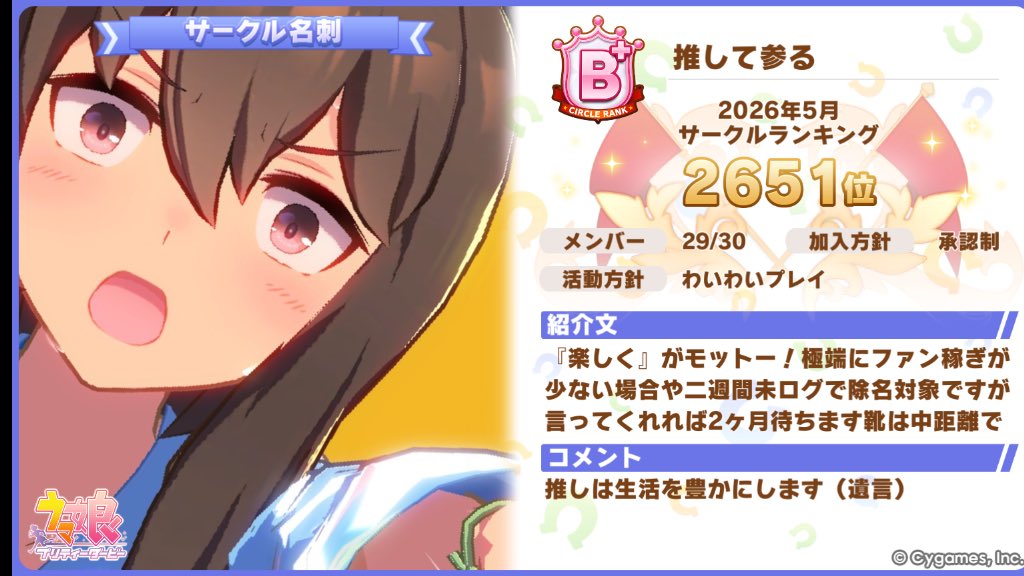 reima080's tweet photo. @6ixmne 初めまして。
「推して参る」というB〜B+を
うろちょろしているサークルです
ノルマはありませんが
二週間末ログで除籍となりますが
忙しくなる等先に言っていただければ
2ヶ月末ログでも大丈夫です
交流はあまりありませんがそれなりに楽しいサークルだと自負しています
参加をお待ちしております https://t.co/cl393zhkyr