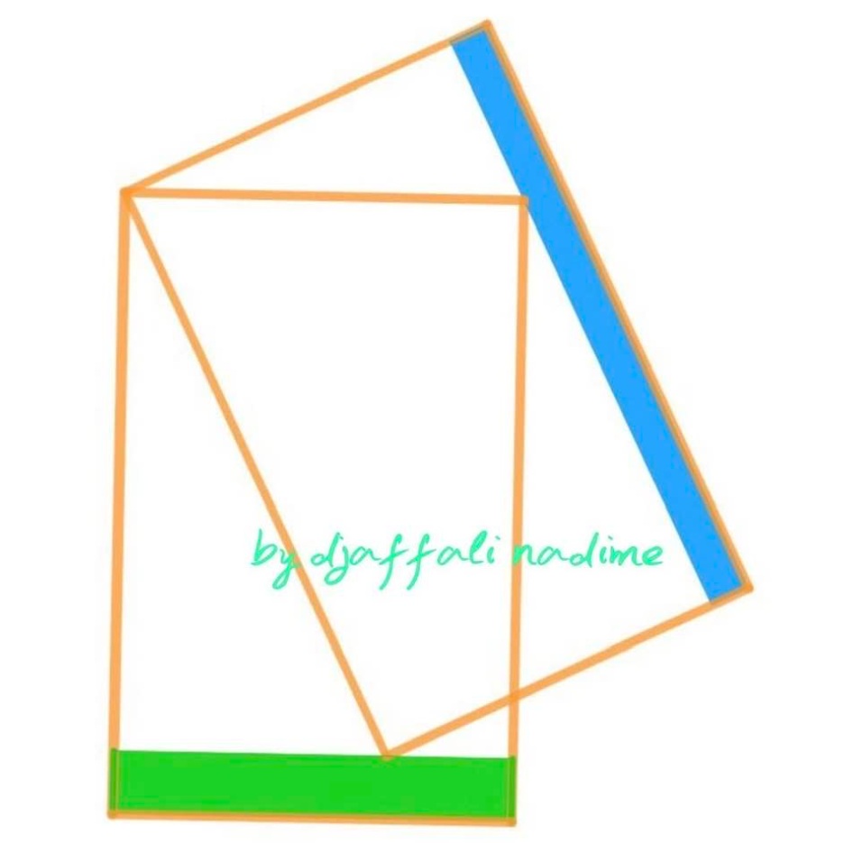 BehroozParhami's tweet photo. Math puzzle: In this diagram with two congruent rectangles, show that the green and blue areas are equal. https://t.co/CbdSA1Jjqn