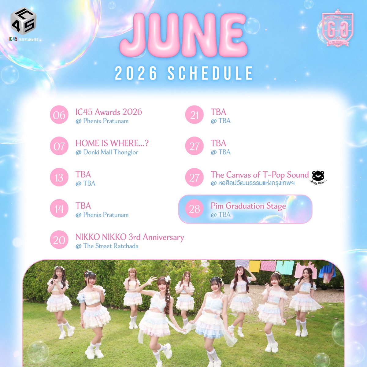 TheglassgirlsTH's tweet photo. [JUNE SCHEDULE]

มิถุนายนแล้ว ช่วงนี้อากาศเปลี่ยนแปลงบ่อย อย่าลืมดูแลตัวเองนะคะ 💖 พวกเรารอเจอทุกคนตลอดเดือนเลยค่า~

วันสำคัญที่ห้ามพลาด
🐷28 June : Pim Graduation Stage

#TheGlassGirls #TGG #IC45 https://t.co/hHLkRZPBo8