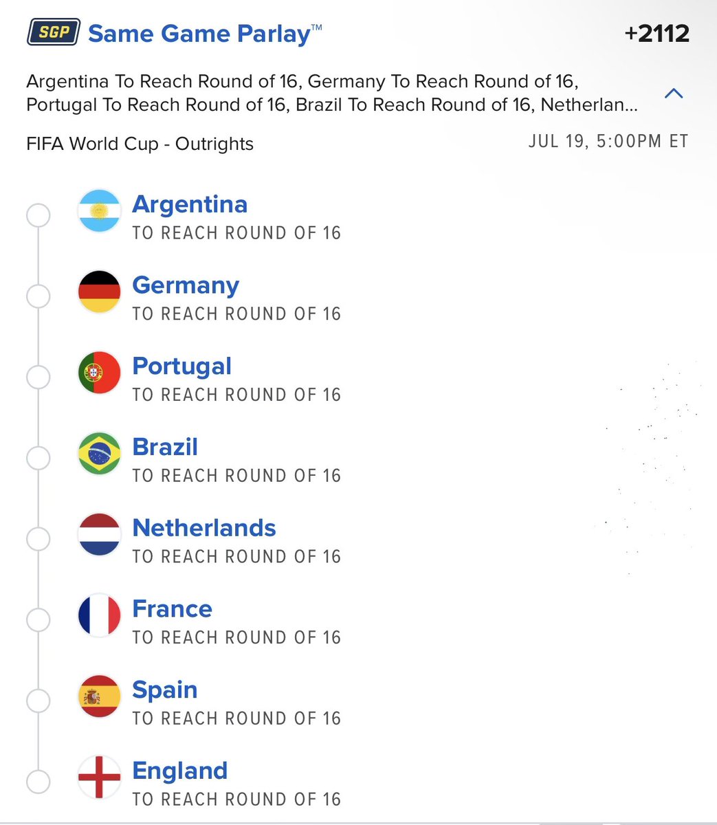 Pickwith456's tweet photo. World Cup Round of 16 Future ⚽️

(+2112) 

Leave a like if you’re tailing! https://t.co/yQFfNhQkED