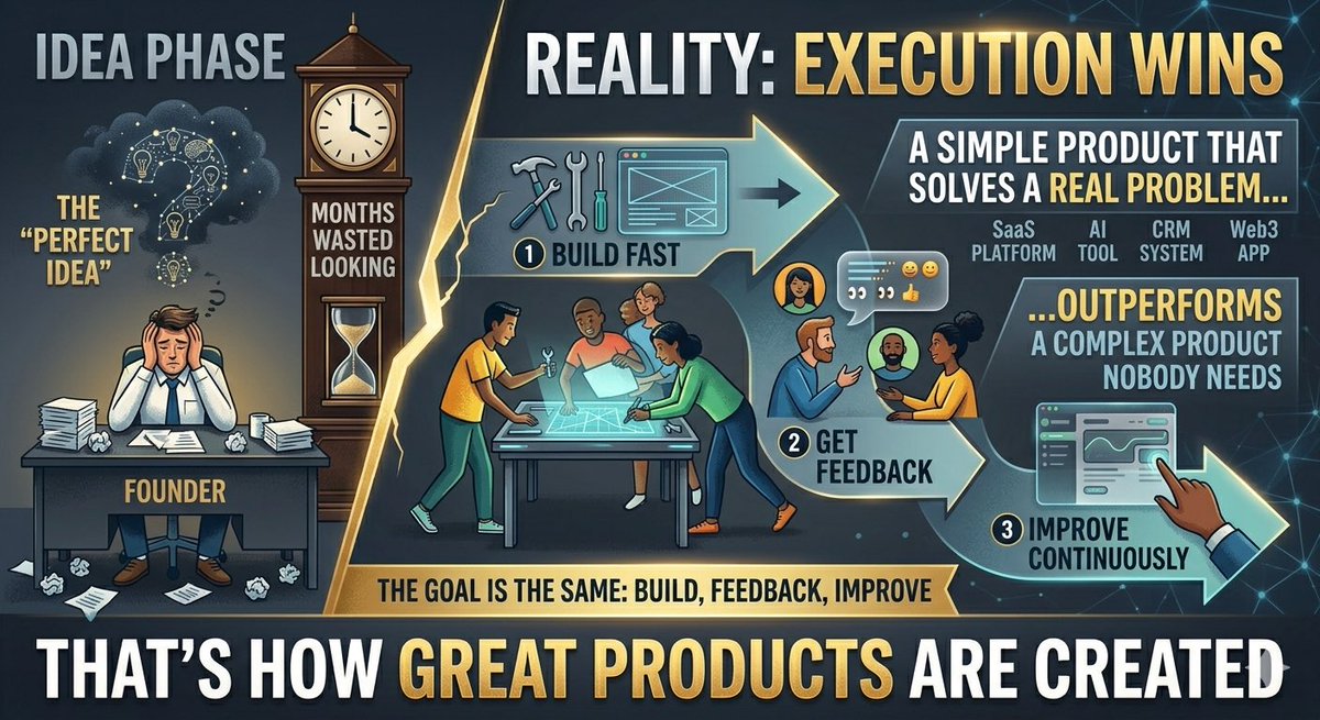 0xsksh's tweet photo. Web3 founders spend months over-engineering complex tokenomics.

But users only care about 3 things:
• Does it solve a real problem?
• Is the UX smooth?
• Is it easy to use?

Great tech + bad UX = zero adoption. Focus on the user experience.
#Web3 #BuildInPublic #Crypto #UIUX https://t.co/nhFyB0X5bL