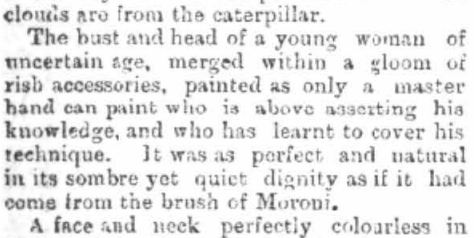 SFFAudio's tweet photo. this is from a vampire story in an South Wales newspaper from 1896

the word that's tripping me up is "rish"

later in the story the narrator has a dream

the woman in the painting comes out of the painting and into his studio and the background, of the image,  perhaps... https://t.co/0rDN1QXEo1