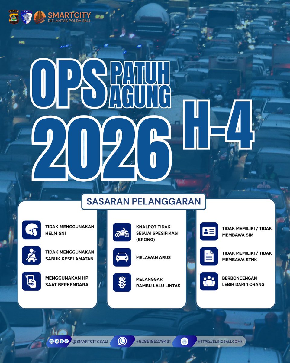 eling_bali's tweet photo. Operasi Patuh Agung 2026 hadir untuk meningkatkan disiplin dan keselamatan berlalu lintas di jalan raya. 

#OperasiPatuhAgung2026 https://t.co/lDYTlI8Sma