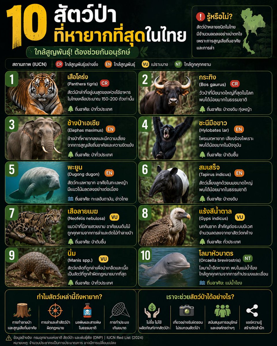 Week60946767's tweet photo. 10 สัตว์ป่าที่หายากที่สุดในไทย https://t.co/FDthEFu3Wi