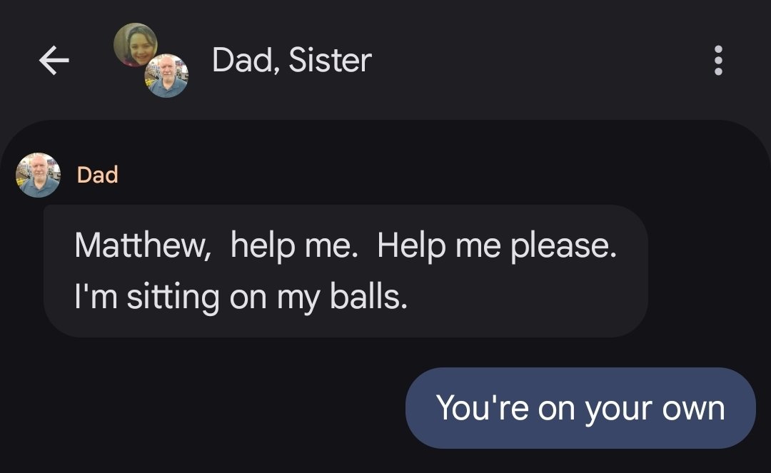 MatteFlowers's tweet photo. I could explain why he would say this in a group chat with my sister... i could explain why he is saying it...

But I will not https://t.co/TmfTVZxNQx