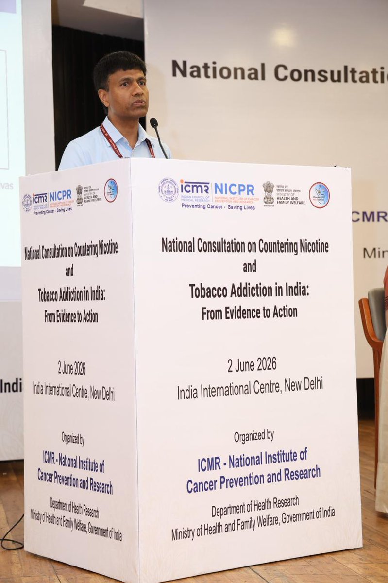 icmr_nicpr's tweet photo. We are deeply grateful to Prof. M. Srinivas, Member, @NITIAayog, for his insightful keynote address.
His emphasis on science-led policies, protecting children &amp; youth from #NicotineAddiction, strongly resonates with our collective commitment towards a #ViksitBharat@2047. https://t.co/gdeWM2hx1l