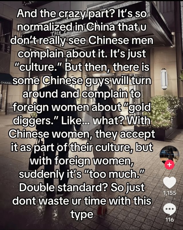 Oriental_Race's tweet photo. Chinese woman says that Chinese men must be rich to marry while they hook up with foreign men, not counting Oriental men like 🇯🇵🇰🇷

We're viewed as betabuxx

Time to fight back 5️⃣🐴

Get into politics, hold leverage over assets, push Overton window, radicalize others!

#SaveAsia https://t.co/rJqrwoaqxg