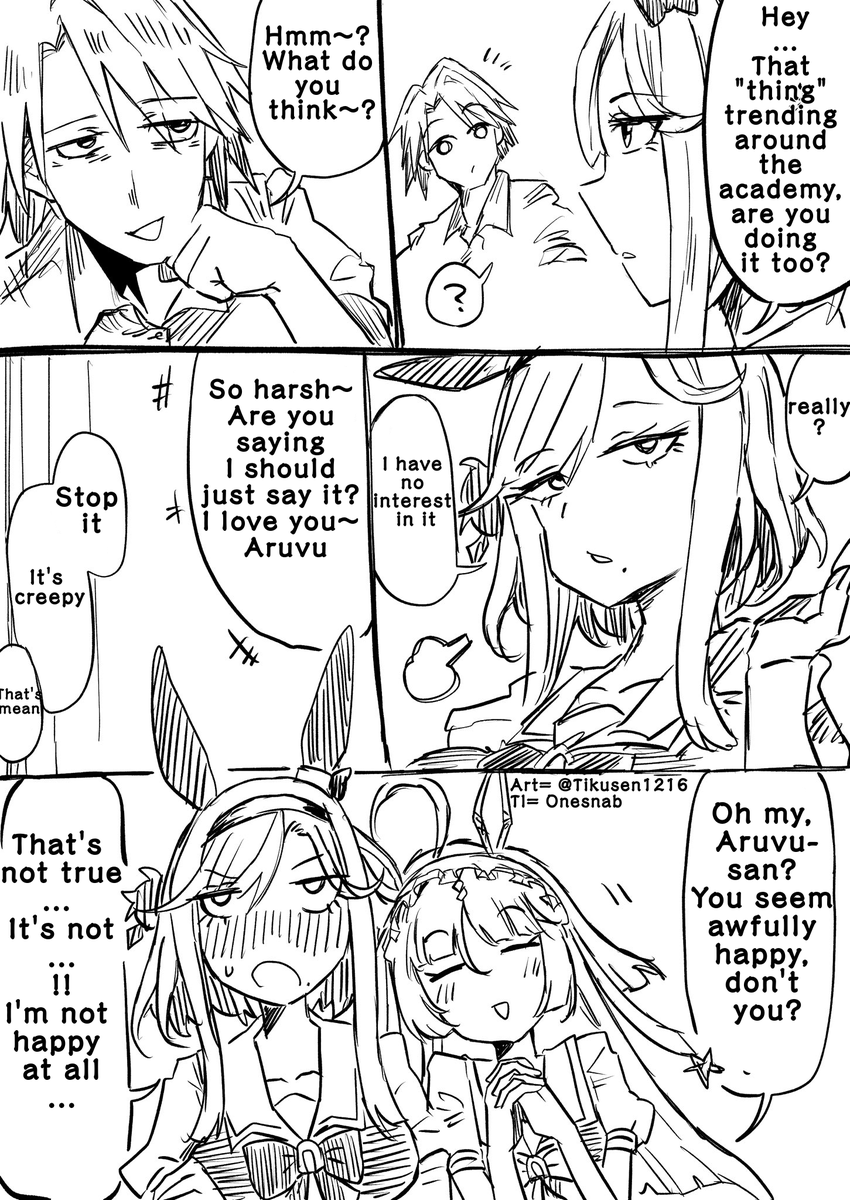01s_nab23's tweet photo. Art by = @Tikusen1216 
TL:EN 
"I think it would become a hot topic among the Uma Musume, with them thinking, 'Maybe my own Trainer is doing it too!'" 
#ウマ娘 #Umamusume #ウマ娘英訳 #UmaTranslations https://t.co/qGGfziaTrP
