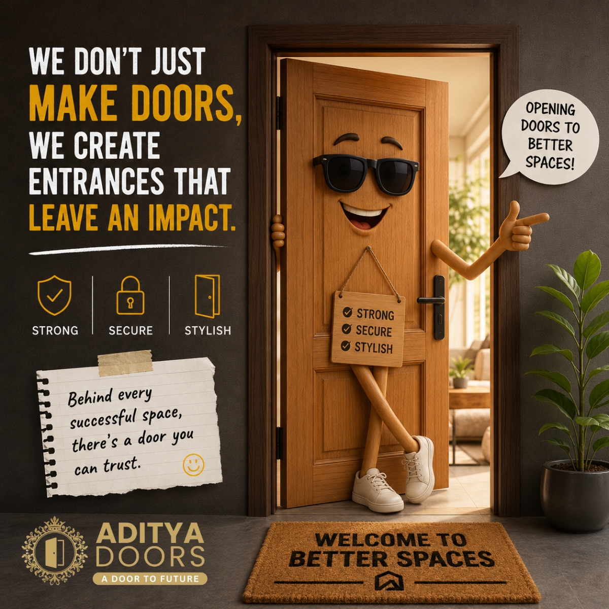 AdityaDoors's tweet photo. 🚪Some doors open rooms.
Ours open opportunities.😉
Strong. Secure. Stylish.
Check out more our website - https://t.co/1IdJNIm7LK
Aditya Doors - A Door To Future
Contact now - 9997297123
#AdityaDoors #MakeAnEntrance #DoorDesign #Meerut #Explore https://t.co/jCRg28Cxi8