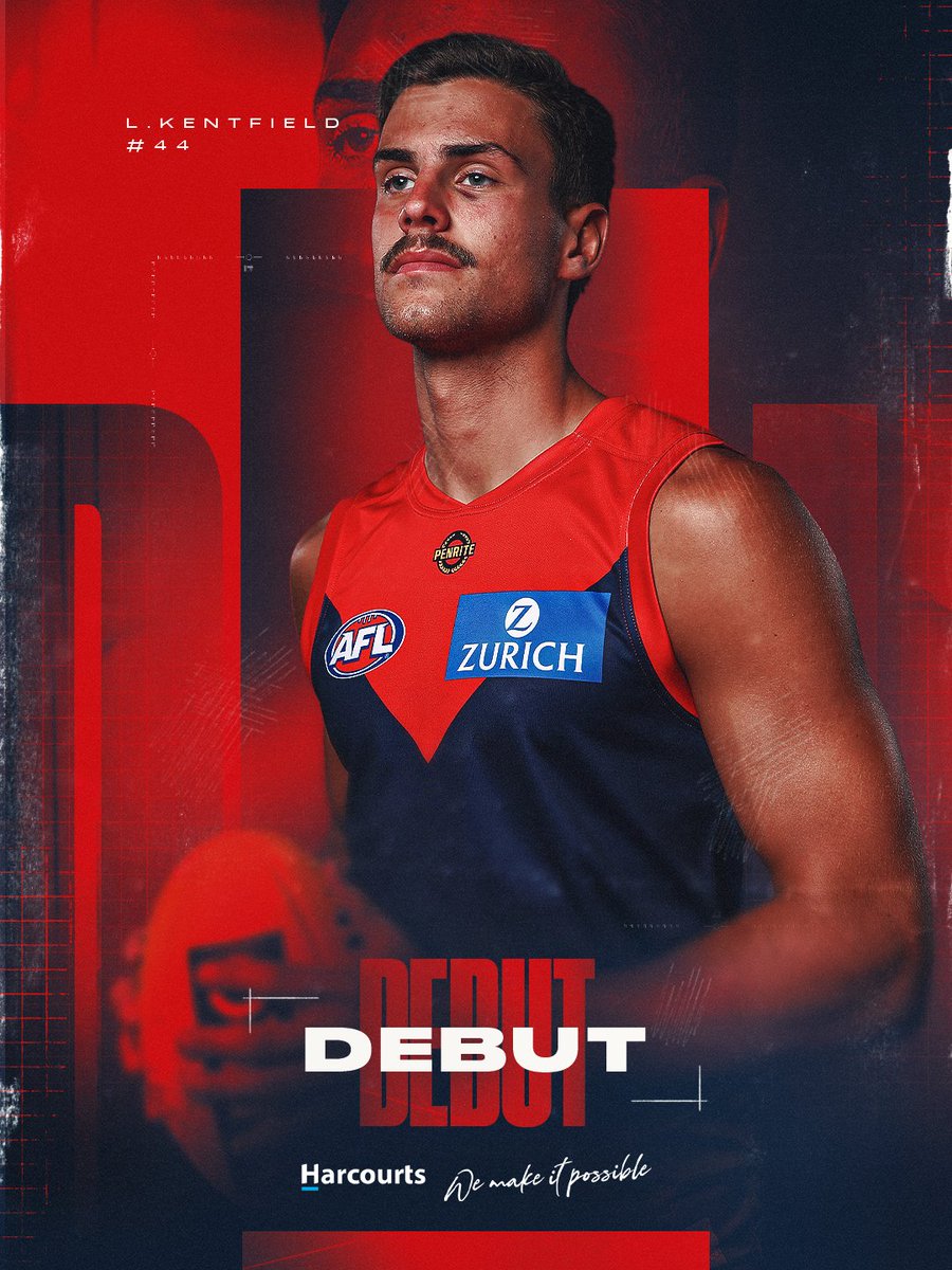 melbournefc's tweet photo. LOCK HIM IN. 🔒 Luker Kentfield is set to make his AFL debut on the Big Freeze stage against Collingwood. 

📖 | https://t.co/9uTvce5Z6h https://t.co/YSCaQB1LVq