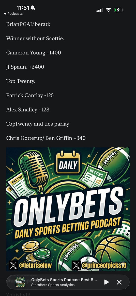 OnlyBetsPodcast's tweet photo. Here are the PGA picks for the Memorial Golf Tournament from the great @LiberatiBrian !! 

Check out the podcast from Wednesday for an extensive breakdown of the tournament!! https://t.co/PgQ9FVMmt4