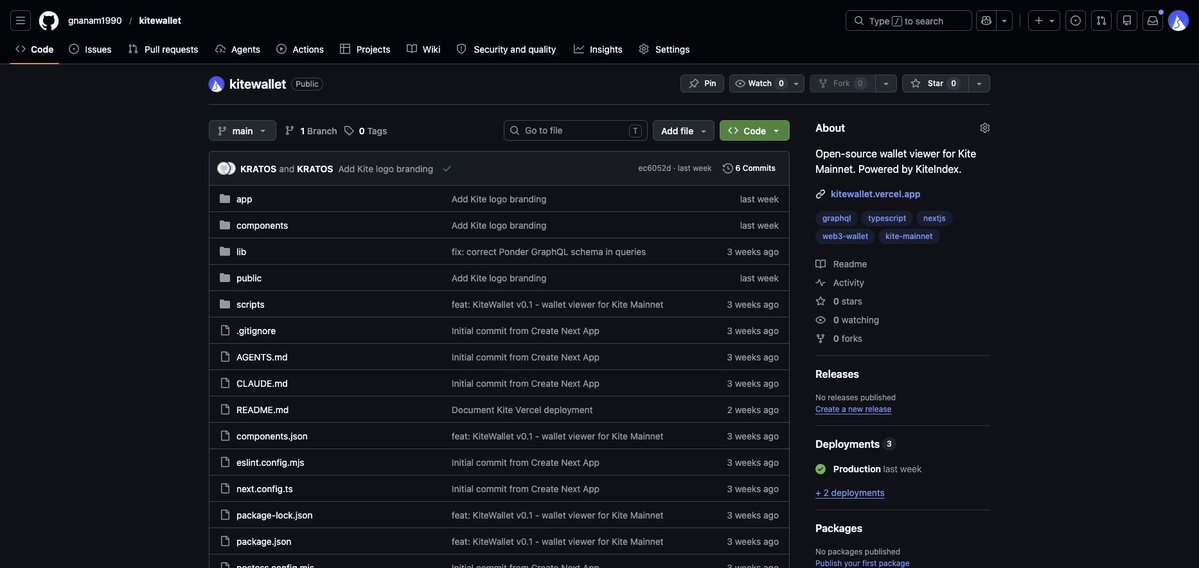 pindropsX's tweet photo. Shipped KiteWallet - an open-source wallet viewer for @GoKiteAI.

Paste any Kite address.
See balances, transfers, bridge history, and staking positions.

https://t.co/SfazPmgvOR

Most wallet views are built for humans checking their own accounts.

KiteWallet is built for the agent economy too: paste an address and inspect what it has done without needing to decode raw chain data.

What's live:
- Address lookup pages
- Balance view
- Transfer history surface
- Bridge and staking sections
- Open-source viewer built around Kite Mainnet

Why this matters:
When agents start paying APIs, holding balances, and moving through services, identity is not enough. You need readable account state.

Live: https://t.co/SfazPmgvOR
Repo: https://t.co/0j0p9c8ebG

@Kite_Frens_Eco #KiteAISharing