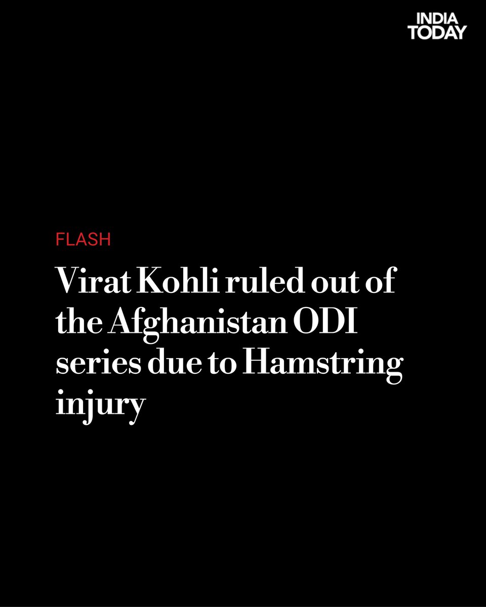 IndiaToday's tweet photo. Virat Kohli ruled out of ODI series against Afghanistan due to a hamstring injury
(reports @Nitin_sachin)
#ViratKohli #Afghanistan #injury #Cricket  #hamstringinjury https://t.co/KVx793MowK