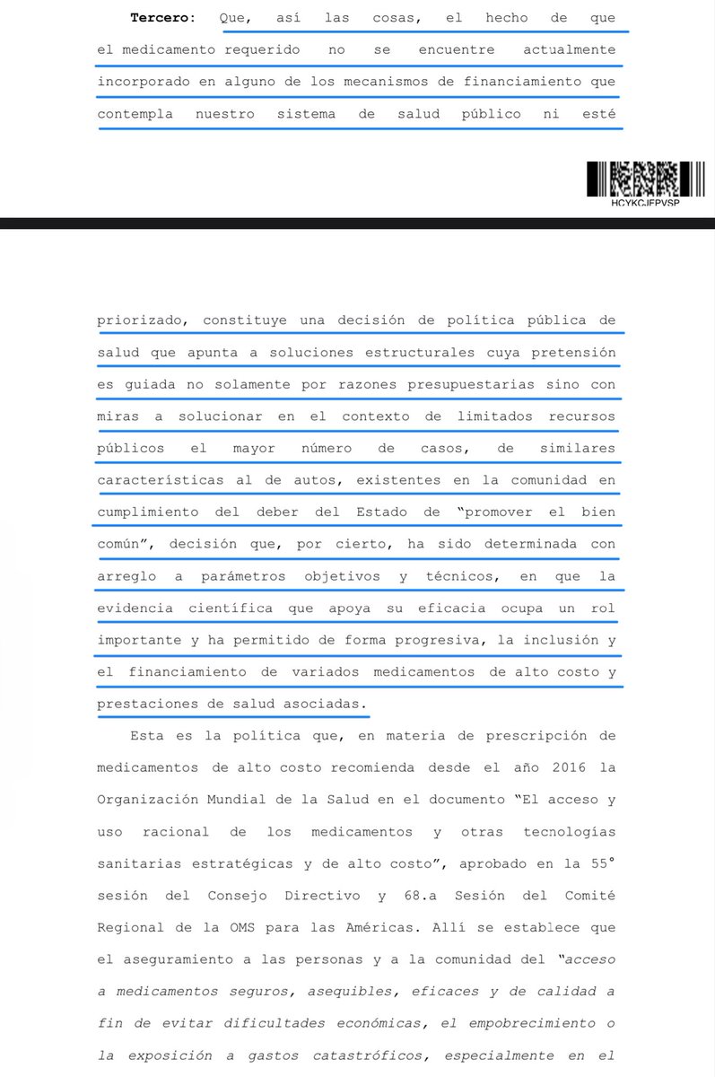 LLeguleya's tweet photo. CS (Rol 25919-2026 3.6.2026) Medicamentos de alto costo: La Corte reitera que conceder acceso a este tipo de medicamentos mediante el recurso de protección, trae como consecuencia una discriminación de trato unos frente a otros que se encuentran en idéntica posición y condición. Voto en contra Min Ravanales y Ab Int Ruiz. En el mismo sentido CS roles 29498-2026 y 30356-2026