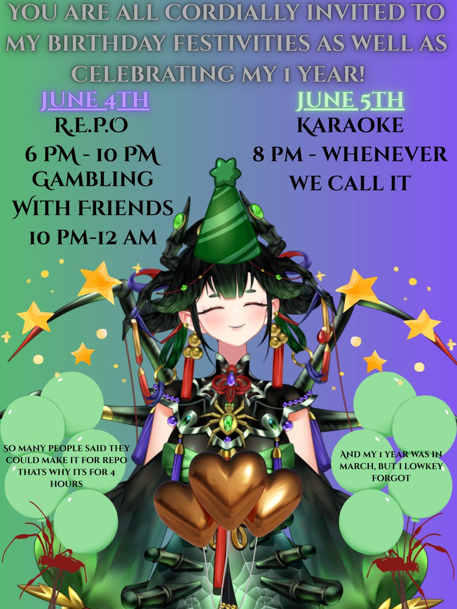 OnlyVilliana's tweet photo. MY OFFICIAL ANNOUNCEMENT FOR MY BIRTHDAY AND 1 YEAR CELEBRATION!! #vtuber https://t.co/zQBjeI6dW5