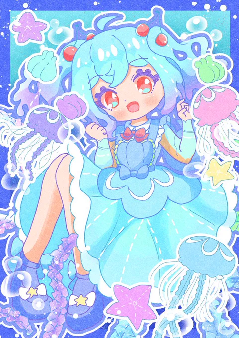 僕が描く水がテーマの女の子たち #イラスト #ゆめかわイラスト #創作イラスト