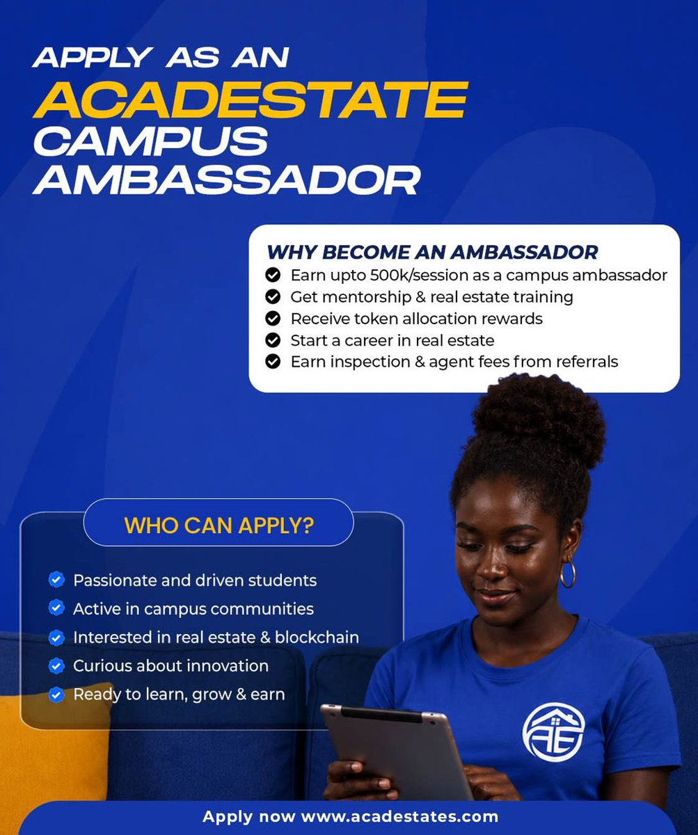 Ginger_Daniel_'s tweet photo. CAMPUS AMBASSADOR 

Over the weeks, we have had few challenges with agents in listing their hostels on @AcadEstate platform. 
It is either the agents can’t operate smart phones and enlightened enough to navigate the website or the agents prefer the traditional method.

So we added another approach. Students as well can list their hostels and our system verifies and their fellow get to discover these hostels. 

We are already in talks with some Campus Blockchain communities, as they relate more with our product.

Our campus ambassadors can get to benefit some incentives from cash benefit, real estate training, and to Crypto tokens(etc).

Currently we have about 19 total off campus listings and we are still growing.

If you are a student looking to explore these opportunities, apply as an ambassador 👉🏾 

https://t.co/bCh0uTf68G

Join us as we build an off-campus tokenized marketplace.