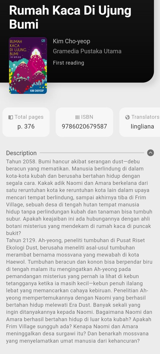 luvyapz's tweet photo. —°•° Currently Reading

📚 Rumah Kaca di Ujung Bumi 
🖊️ Kim Choyeop
🖋️ Iingliana 
📖 376
📱 PYC Digilib
#luvisreading https://t.co/cc0tzVIBfL