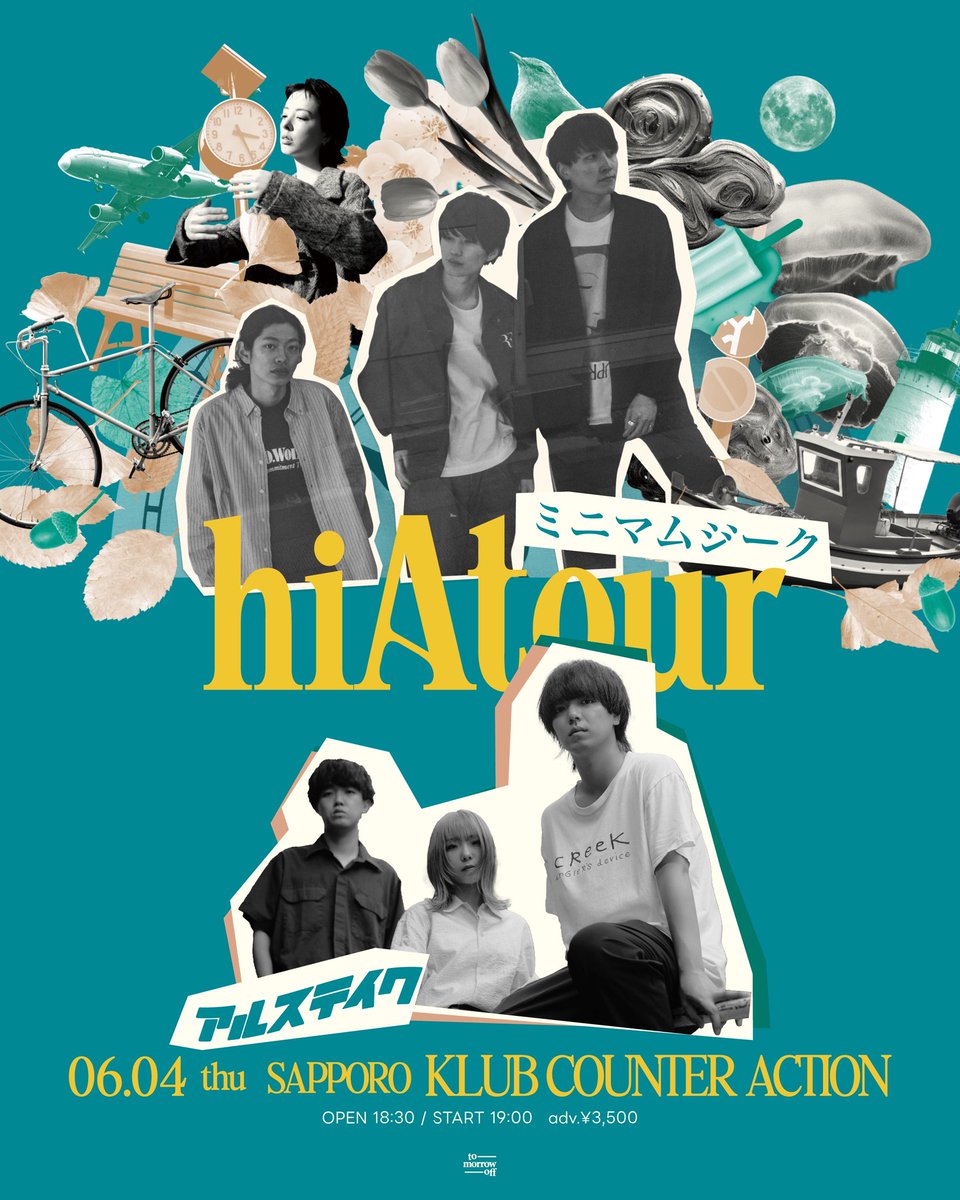 minimumusik's tweet photo. 本日"hiAツアー"6本目、札幌！

6/4(木) 札幌KLUB COUNTER ACTION
ミニマムジークpre.
『hiAツアー』

アルステイク
ミニマムジーク

OPEN 18:30
START 19:00
🎫 door.¥4,500

開場後、当日券販売致します！ https://t.co/CPDvBhSN0s