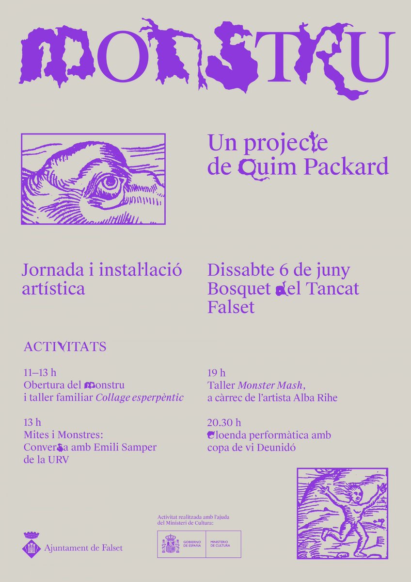 medol_TGN's tweet photo. #Recomanem!

Perquè a vegades cal un monstre per imaginar altres maneres d’ocupar l’espai, explicar el territori i trobar-nos al voltant d’una ficció compartida.

MONSTRU, de @quimpackard aquest dissabte a Falset. https://t.co/wCkVYzGfOg