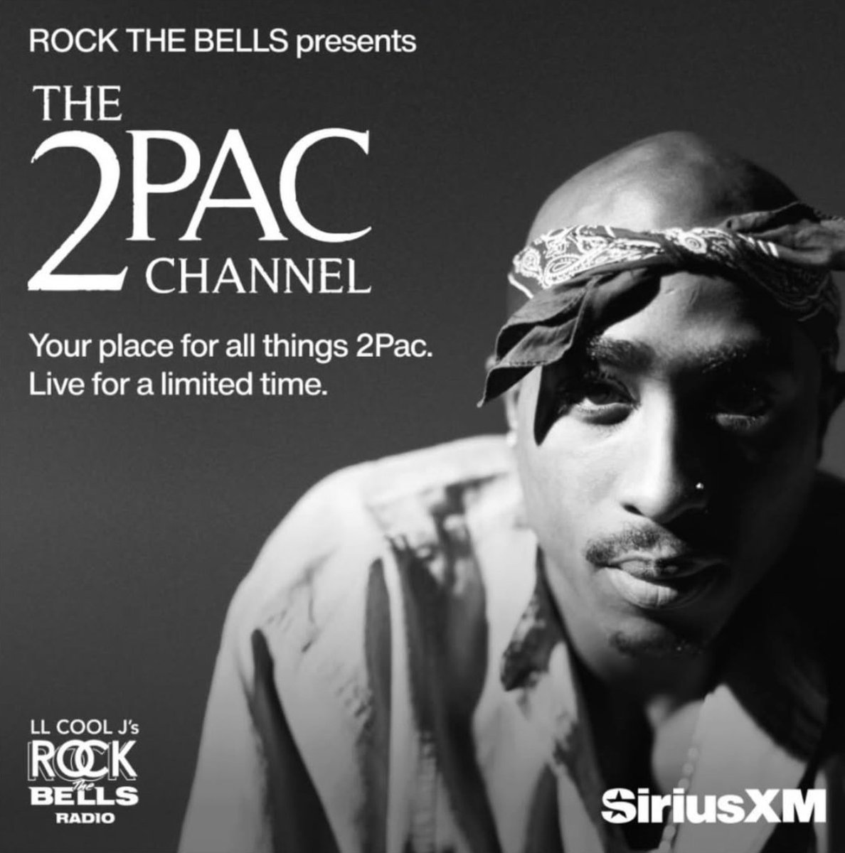 2PAC's tweet photo. @siriusxm introduces…for a Limited Time,
@rockthebells Presents: The 2Pac channel.
Your destination for all things @2Pac, every Tuesday throughout the month of June. 

https://t.co/0Iq6LlFlQY https://t.co/mPQEI4wV9q
