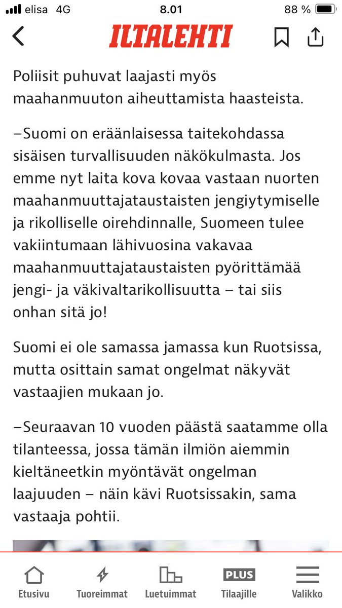 ThomasSndbk's tweet photo. IL: ”Sadat poliisit kertovat nyt karmeita tietoja”

Pitkä juttu koskee Helsingin poliisilaitosta ja ongelmia siellä, mutta myös sitä, minkälaiseksi työpäivät ovat menneet.

Vähemmän yllättäen maahanmuutto on yksi ongelma ja sen pelätään pahenevan. https://t.co/ocI7FH9t06