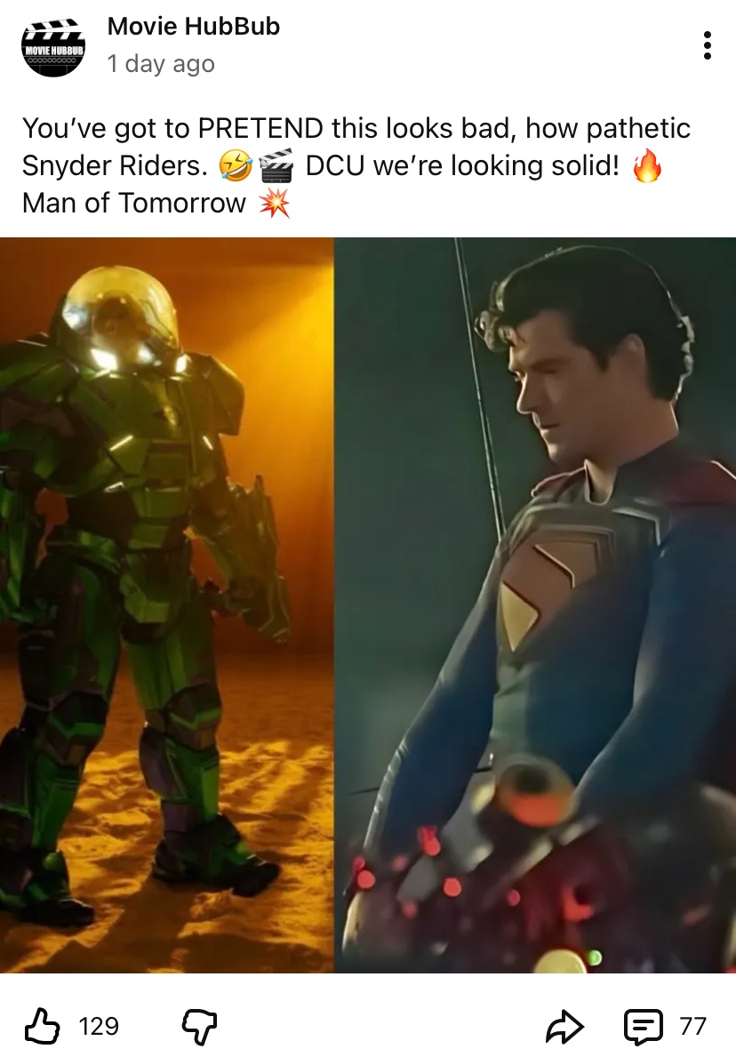 MovieHubBub's tweet photo. Lex Luthor Warsuit is great. Superman looks great. DCU is winning. James Gunn will succeed, where Zack Snyder failed. 🎬

➡️https://t.co/Cco3pC2Fh1 https://t.co/OMVTlWkAtx