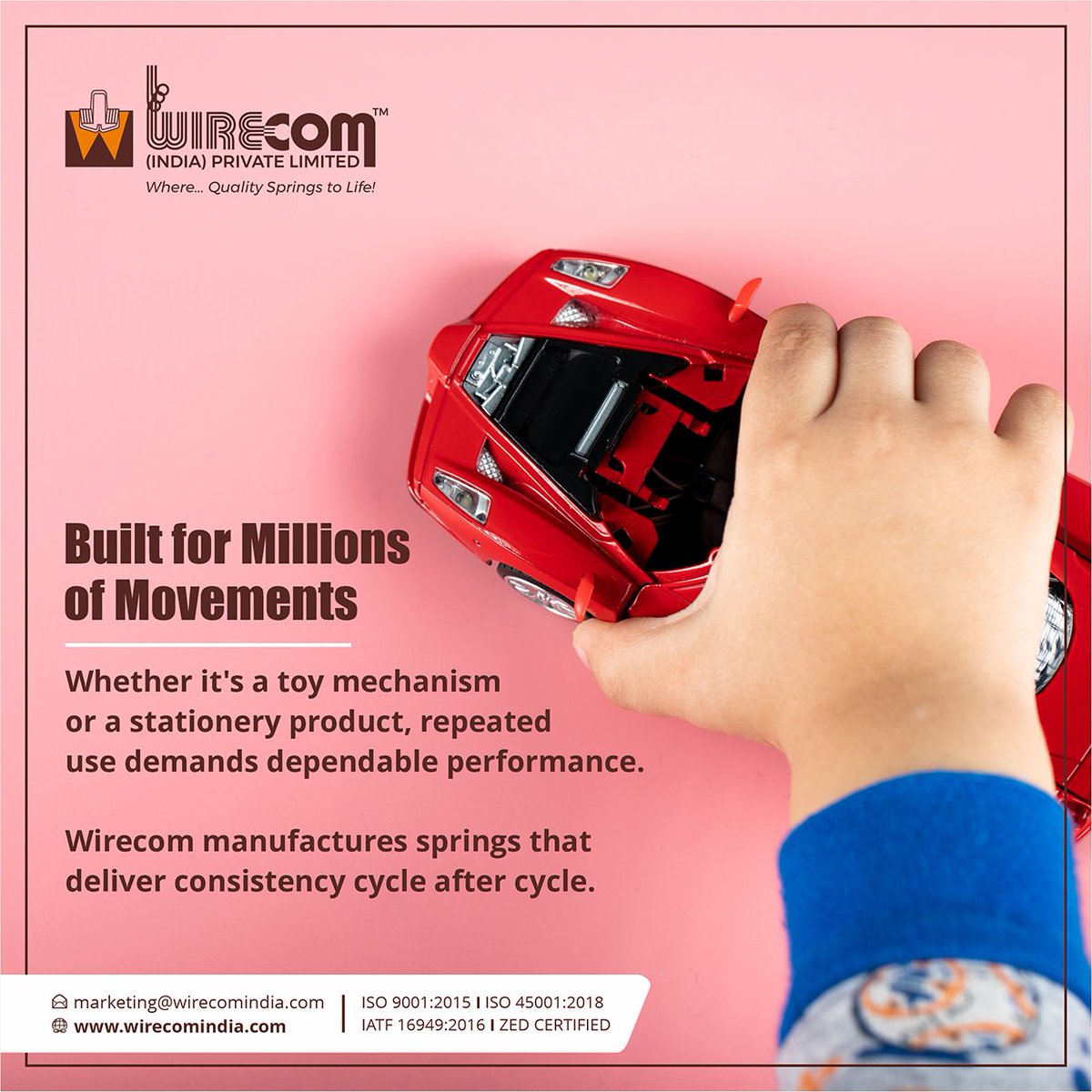 WirecomIndia's tweet photo. 🚗 Built for millions of movements. Engineered for lasting performance.
From toy mechanisms to everyday stationery products, precision springs make smooth operation possible. 

#toyindustry #precisionsprings #toycomponents #precisionengineering #industrialsolutions #customsprings https://t.co/3NBZqI2TMa