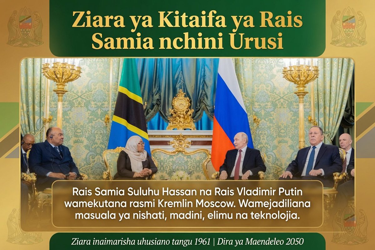 chemosiih's tweet photo. Agreements in information technology and communications can help strengthen Tanzania’s digital economy while supporting innovation and entrepreneurship nationwide. #SamiaInRussia TZ Russia Relations https://t.co/QTYT7OcLhZ