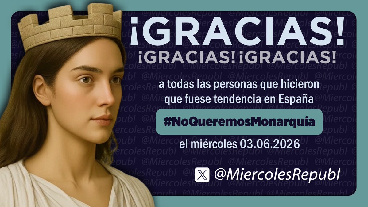 Famelica_legion's tweet photo. 🌿 Gracias a todas las personas que hicieron que fuese tendencia en España el hashtag de @MiercolesRepubl, #NoQueremosMonarquía.  

🌿Recuerda que cada miércoles a partir de las 19.00 h (18.00 h en Canarias) tuiteamos por la III República. #FelizJueves https://t.co/MsCp1eLSIb