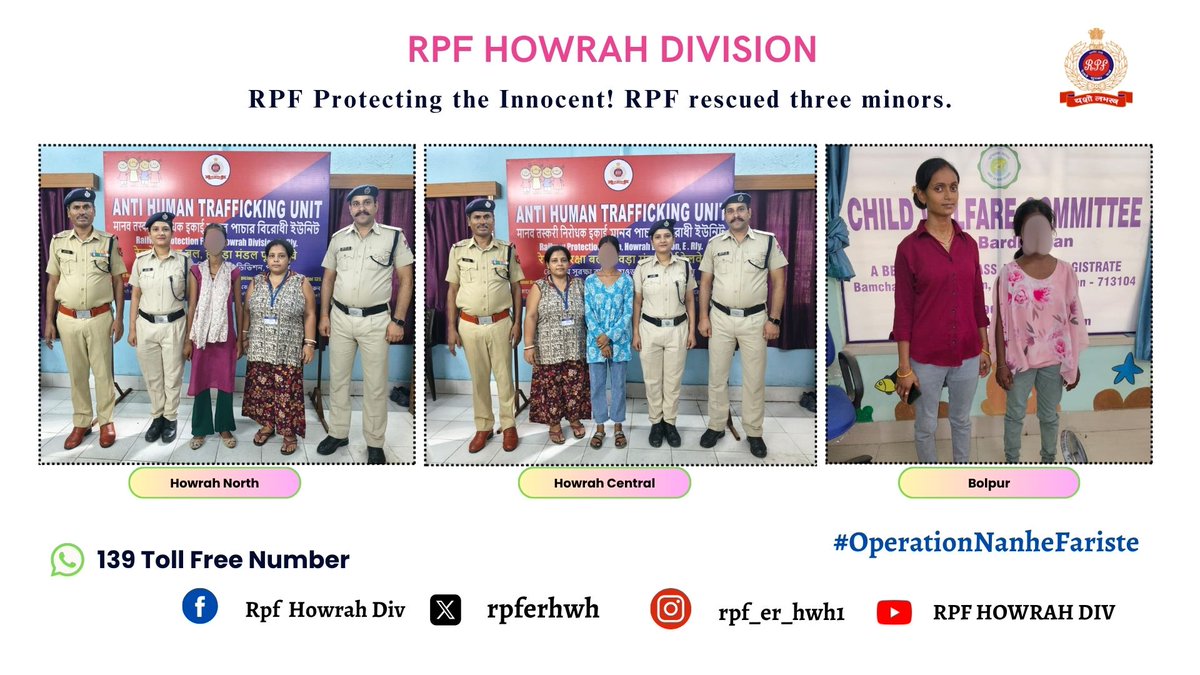 rpferhwh's tweet photo. RPF Protecting the Innocent! RPF rescued three minors girl. #OperationNanhefariste
@RPF_INDIA
@ErRpf
@drmhowrah https://t.co/16hCPCgNhs
