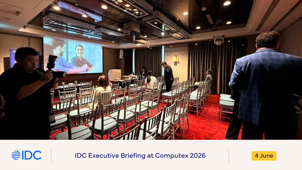 IDCAP's tweet photo. Getting set up at the Mountain Room, Taipei. IDC analysts on the ground for The Next AI Shift: Inference, Memory &amp; the Future of Smart Devices. Follow this page for updates. #Computex2026 #AI #Semiconductors https://t.co/dh8fO80m91