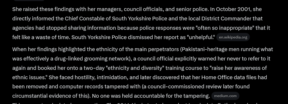 justrightFrank's tweet photo. One of the first Grooming Gang whistleblowers was Adele Weir.
She was a Home Office investigator in Rotherham.
She reported a Pakistani drug gang, who had started grooming, to her bosses and the Chief Constable.
She was berated and sent on a diversity course.
THAT IS CORRUPTION. https://t.co/eT1D2HxBCs